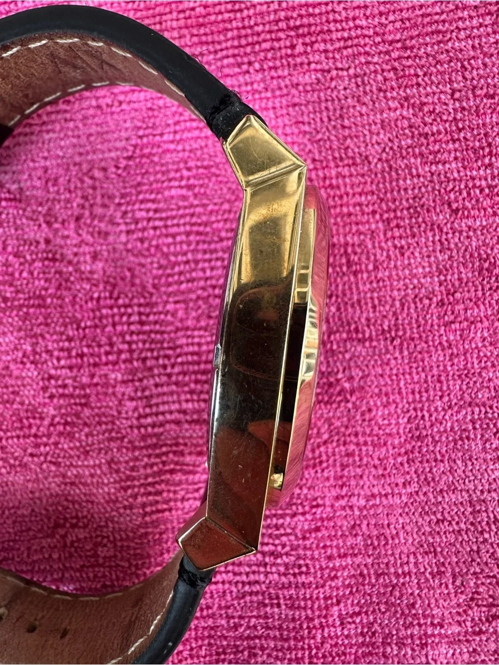 Armani Exchange Gold Case Black Dial Watch with Red Seconds Hand